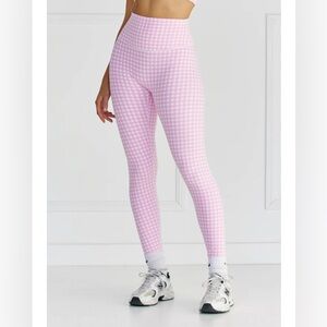 Astoria LUXE BALANCE Full Length Legging - Pink Gingham Large NWT